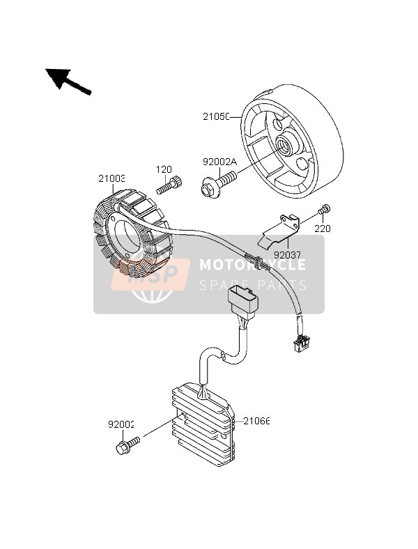 Kawasaki EN500 1996 Generator for a 1996 Kawasaki EN500