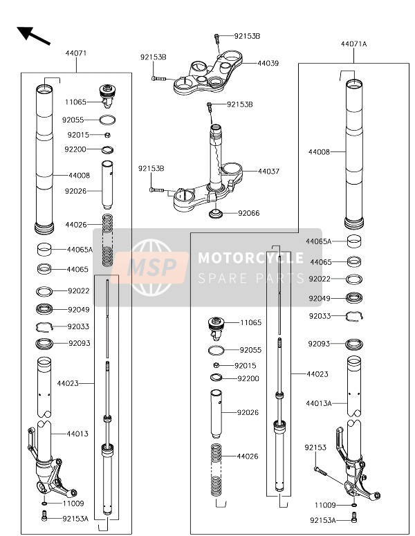 44071134059P, DAMPER-ASSY,Fork,Lh,Black, Kawasaki, 0