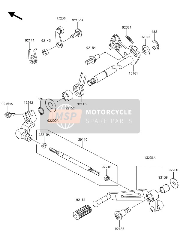 Kawasaki Z1000 2018 Mécanisme de changement de vitesse pour un 2018 Kawasaki Z1000