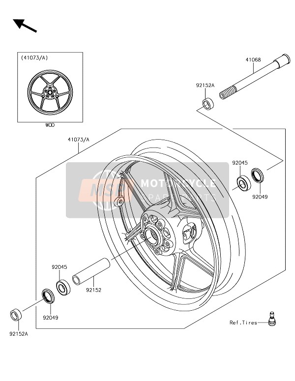 41073072418F, WHEEL-ASSY,Fr,G.Black, Kawasaki, 1