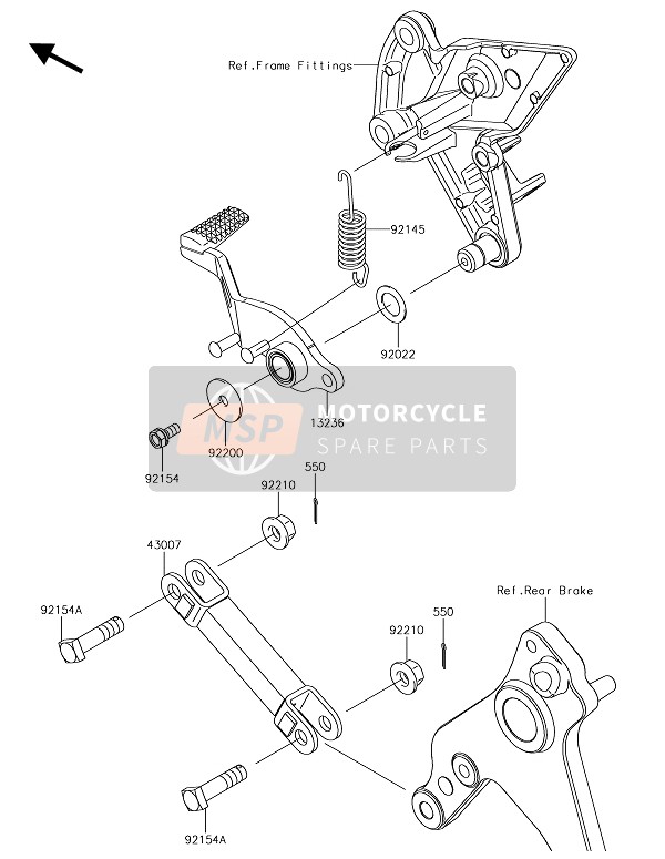 Kawasaki Z1000 2018 Pedale del freno per un 2018 Kawasaki Z1000