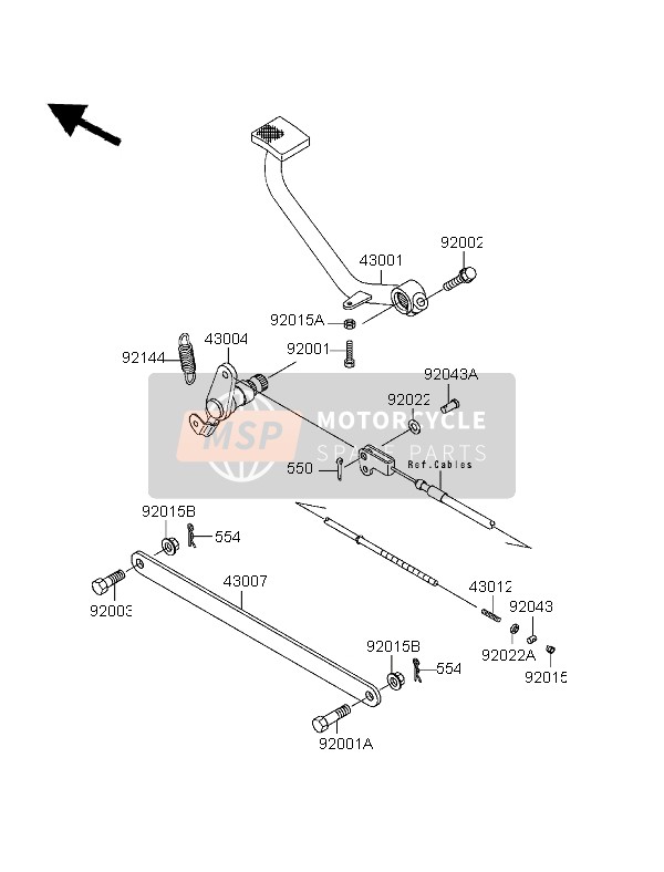 Kawasaki EN500 1996 Brake Pedal for a 1996 Kawasaki EN500