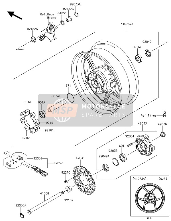 Kawasaki Z1000SX 2018 Buje trasero para un 2018 Kawasaki Z1000SX