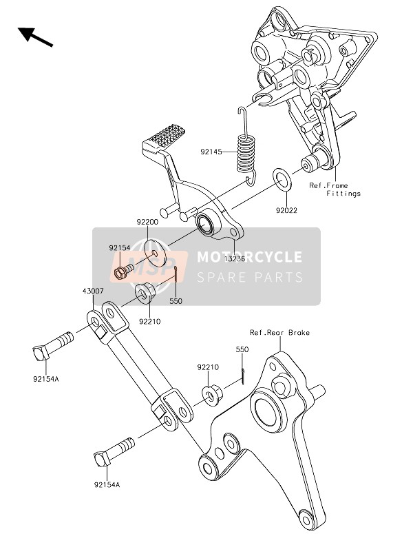 Kawasaki Z1000SX 2018 Brake Pedal for a 2018 Kawasaki Z1000SX