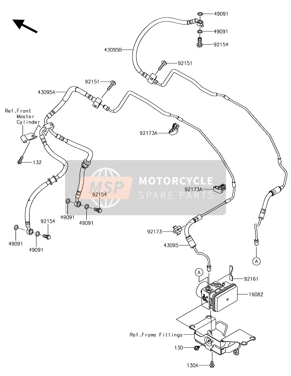 Kawasaki Z1000SX 2018 Tubería de freno para un 2018 Kawasaki Z1000SX