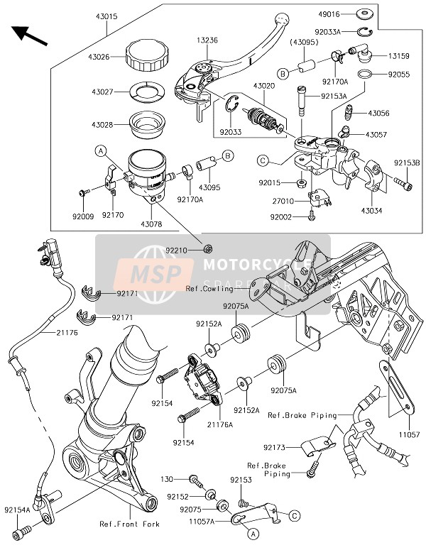 Kawasaki Z1000SX 2018 Front Master Cylinder for a 2018 Kawasaki Z1000SX