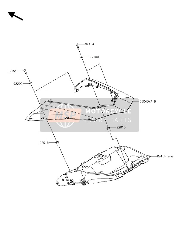 36042001060R, COVER-TAIL,E.B.Green, Kawasaki, 0