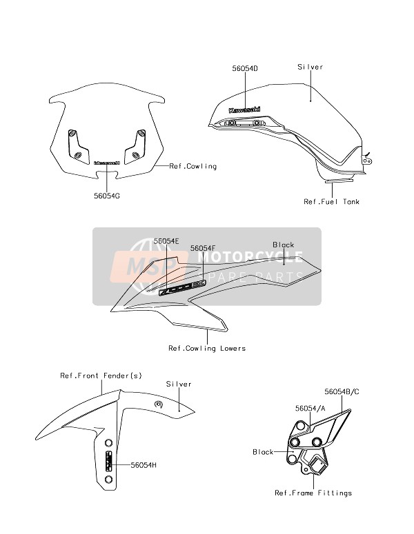 560541278, Mark,Stay,Step,Lwr,Lh, Kawasaki, 0