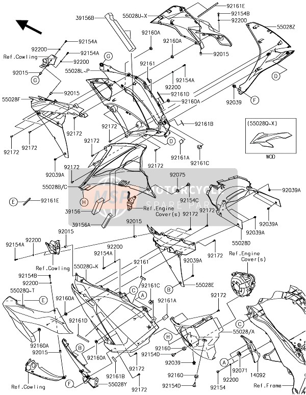 550280617660, Cowling, Upp, Side, Lh, M.S.B, Kawasaki, 1