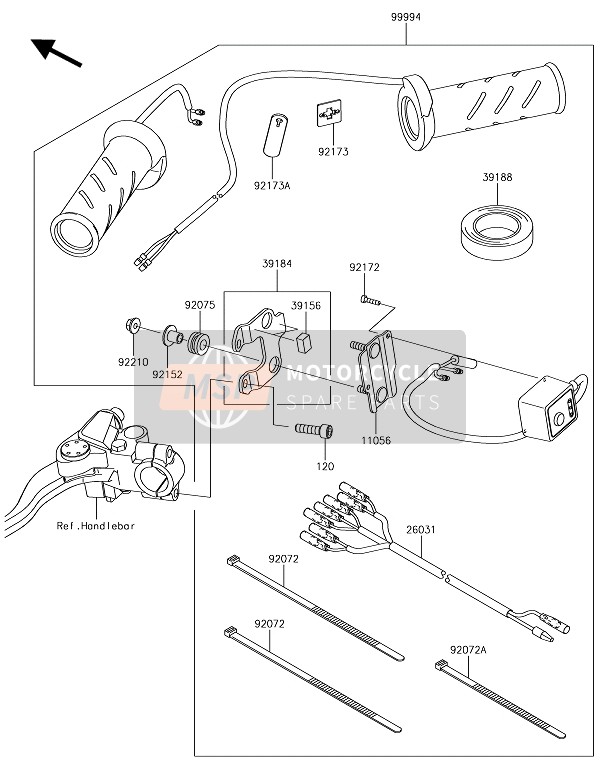 Kawasaki Z1000SX 2018 Accessoire (Poignée chauffante) pour un 2018 Kawasaki Z1000SX