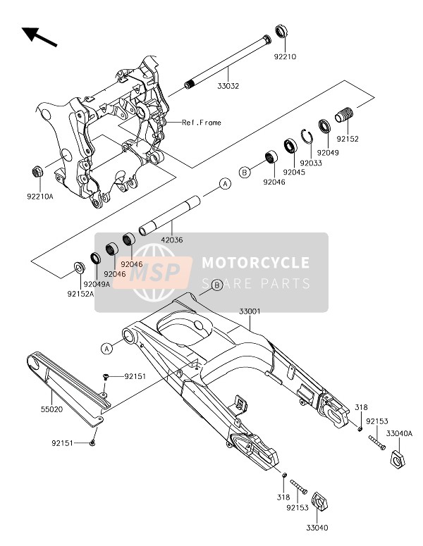 Kawasaki ZZR1400 ABS 2018 Bras oscillant pour un 2018 Kawasaki ZZR1400 ABS