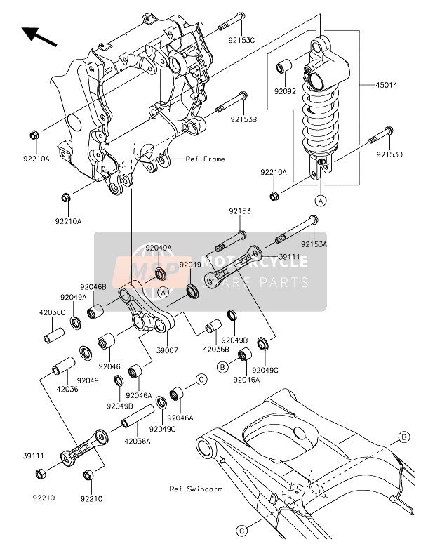 45014051823I, Shockabsorber, SILVER+BLK, Kawasaki, 0