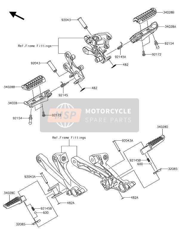 Kawasaki ZZR1400 ABS 2018 Poggiapiedi per un 2018 Kawasaki ZZR1400 ABS