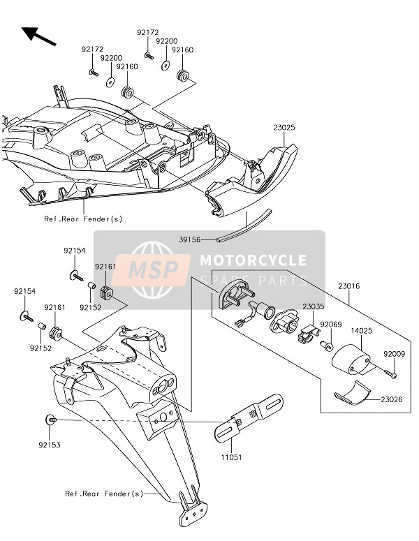 Kawasaki ZZR1400 ABS 2018 Fanale Posteriore(S) per un 2018 Kawasaki ZZR1400 ABS