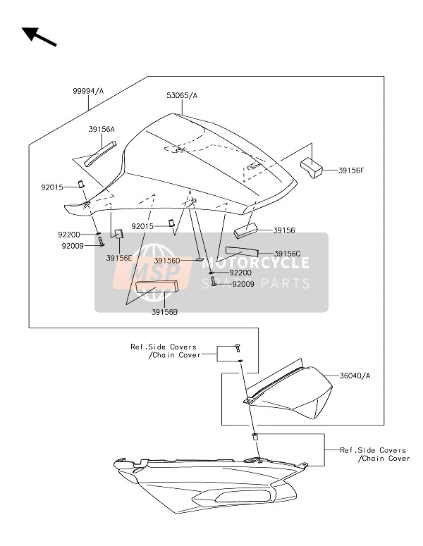 53065006551A, Cover Seat,D.Gray, Kawasaki, 1