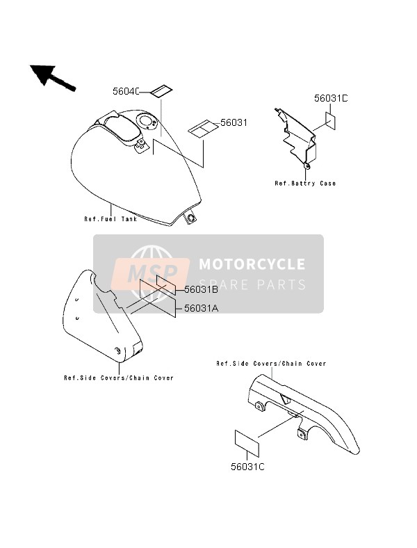 Kawasaki EN500 1996 Labels for a 1996 Kawasaki EN500