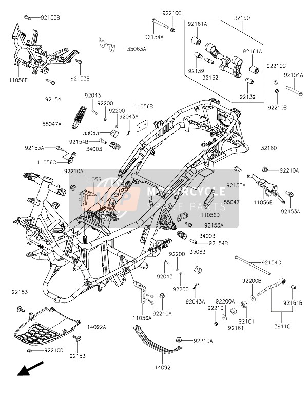 Kawasaki J300 2019 Telaio per un 2019 Kawasaki J300