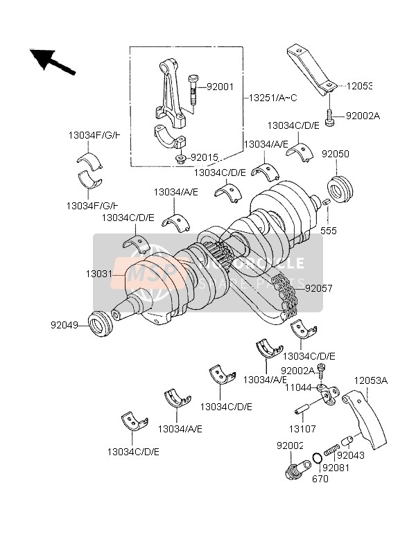 Kawasaki GPX600R 1996 Crankshaft for a 1996 Kawasaki GPX600R