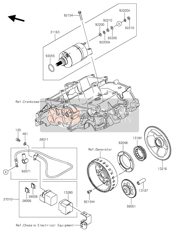 Kawasaki NINJA 400 2019 Startmotor voor een 2019 Kawasaki NINJA 400