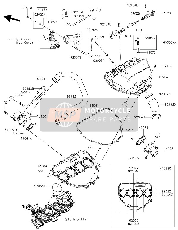 Kawasaki NINJA H2 SX 2019 LUFTKAMMER für ein 2019 Kawasaki NINJA H2 SX