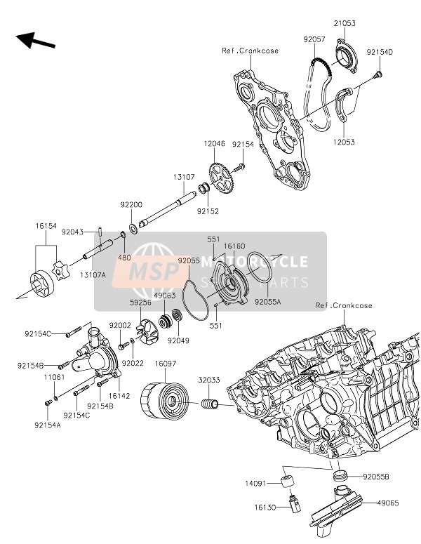 Kawasaki NINJA H2 SX 2019 Oliepomp voor een 2019 Kawasaki NINJA H2 SX