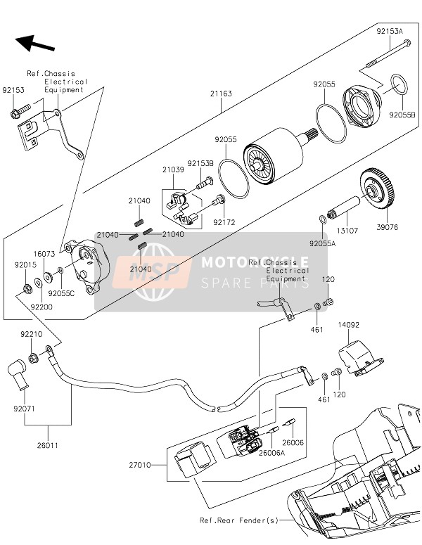 Kawasaki NINJA H2 SX 2019 Startmotor voor een 2019 Kawasaki NINJA H2 SX