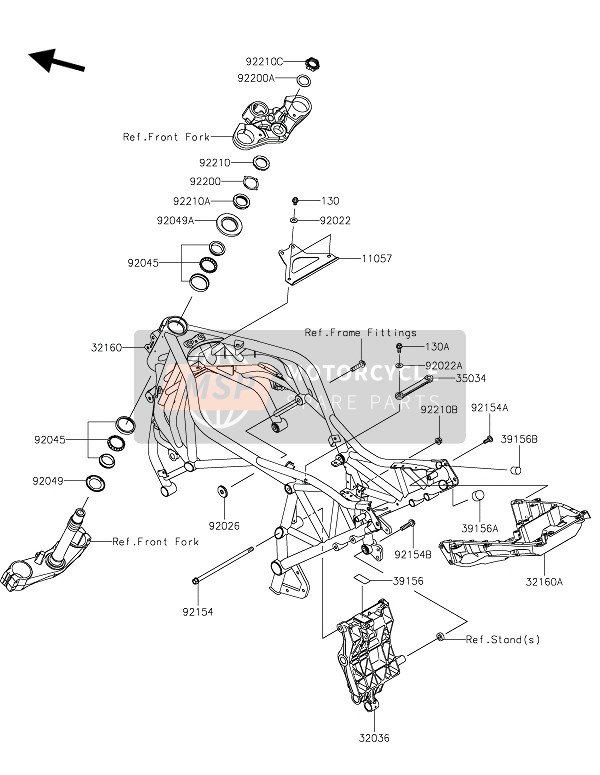 Kawasaki NINJA H2 SX 2019 Frame voor een 2019 Kawasaki NINJA H2 SX