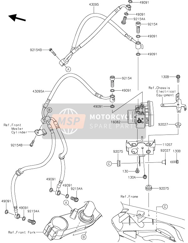 430951509, HOSE-BRAKE, Fr M/cyl.-ABS, Kawasaki, 0