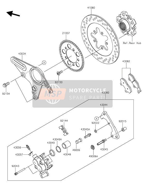 Kawasaki NINJA H2 SX 2019 Bremse hinten für ein 2019 Kawasaki NINJA H2 SX