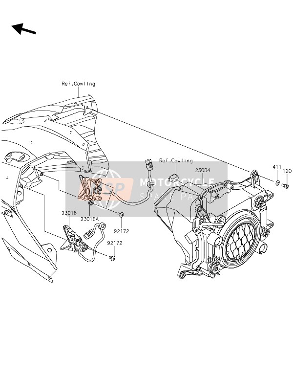 Kawasaki NINJA H2-NINJA H2 CARBON 2019 Koplamp(S)(JKFA) voor een 2019 Kawasaki NINJA H2-NINJA H2 CARBON