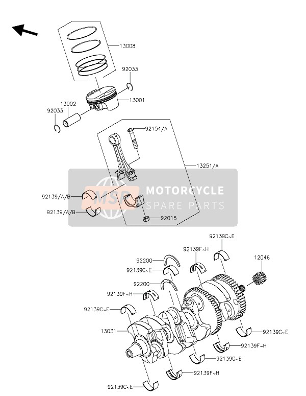 Kawasaki NINJA H2R 2019 Cigüeñal & Pistón(S) para un 2019 Kawasaki NINJA H2R