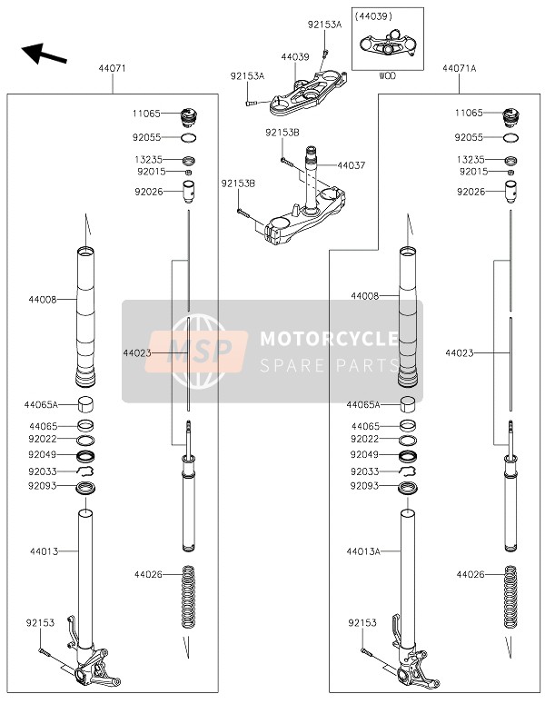 Kawasaki NINJA H2R 2019 Vorderradgabel für ein 2019 Kawasaki NINJA H2R