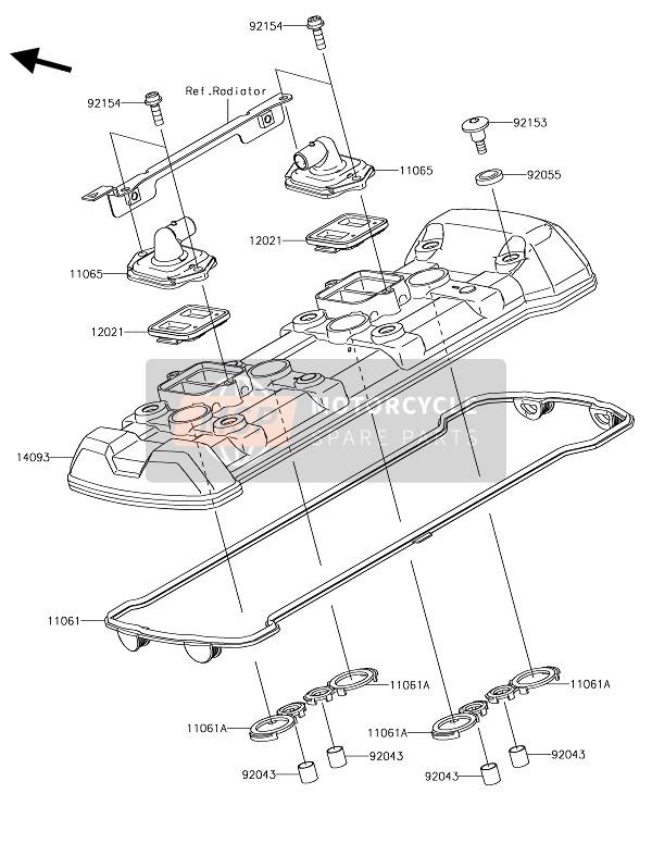 Kawasaki Z1000SX 2019 Cylinder Head Cover for a 2019 Kawasaki Z1000SX