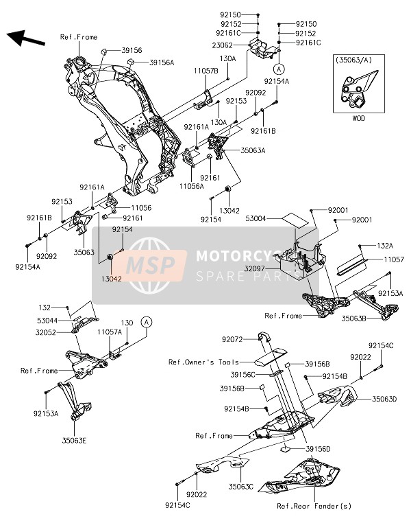 Kawasaki Z1000SX 2019 Raccordi per telaio per un 2019 Kawasaki Z1000SX