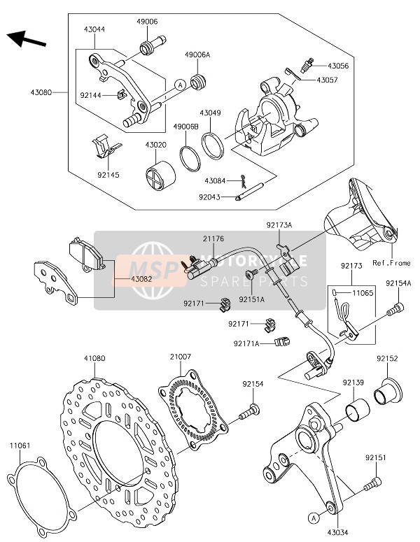 Kawasaki Z1000SX 2019 Frein arriere pour un 2019 Kawasaki Z1000SX