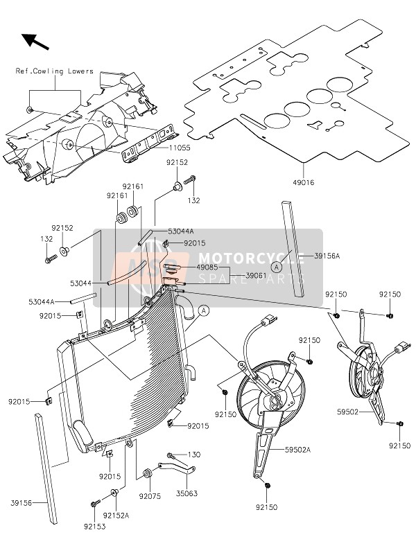 Kawasaki ZZR1400 ABS 2019 Radiador para un 2019 Kawasaki ZZR1400 ABS