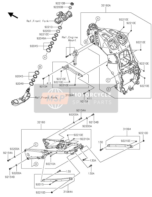 Kawasaki ZZR1400 ABS 2019 Telaio per un 2019 Kawasaki ZZR1400 ABS