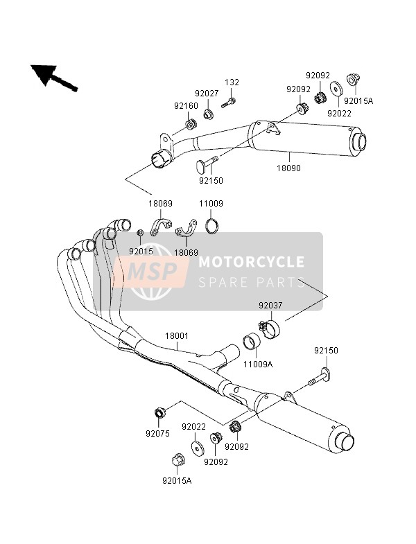 Kawasaki GPZ1100 1996 Geluiddemper voor een 1996 Kawasaki GPZ1100