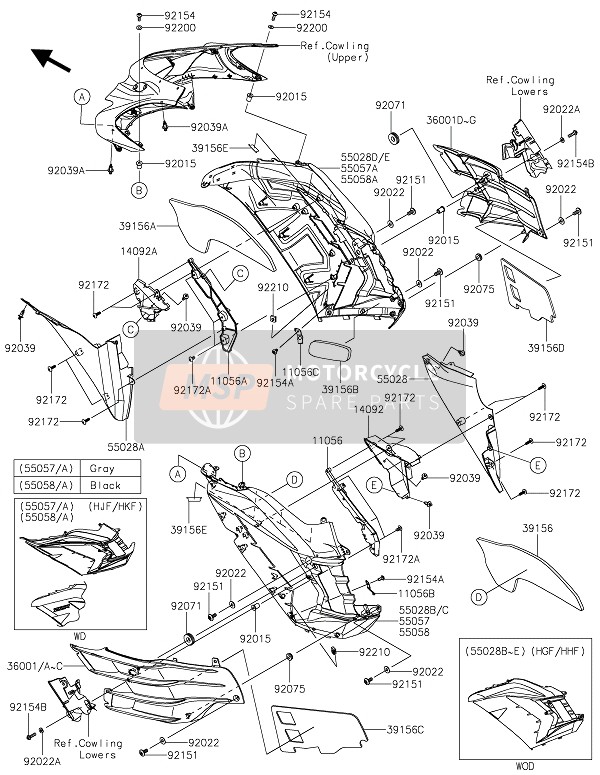 Kawasaki ZZR1400 ABS 2019 Cubierta (Centrar) para un 2019 Kawasaki ZZR1400 ABS