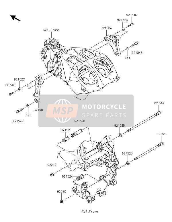 Kawasaki ZZR1400 PERFORMANCE SPORT 2019 Montaje del motor para un 2019 Kawasaki ZZR1400 PERFORMANCE SPORT