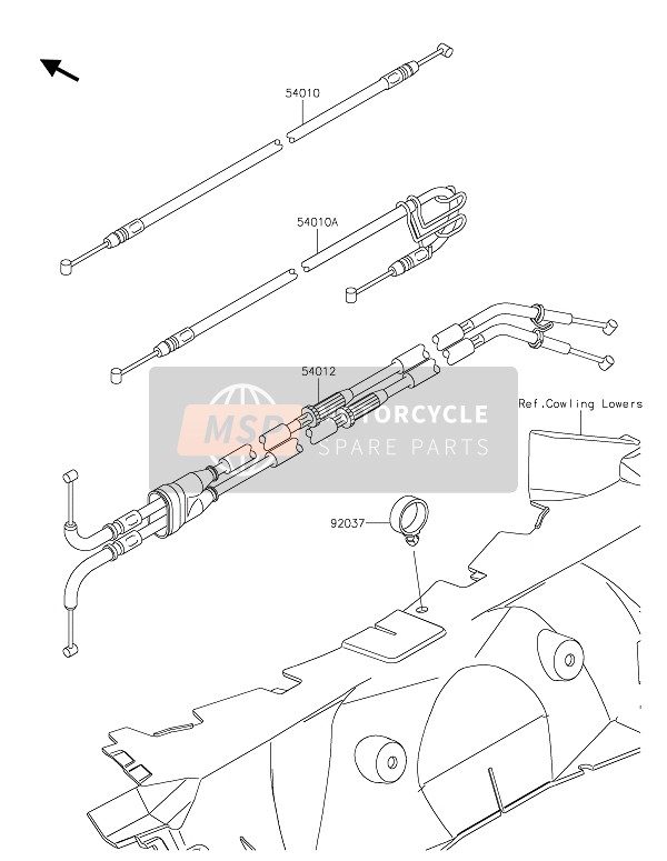 Kawasaki ZZR1400 PERFORMANCE SPORT 2019 Cables for a 2019 Kawasaki ZZR1400 PERFORMANCE SPORT