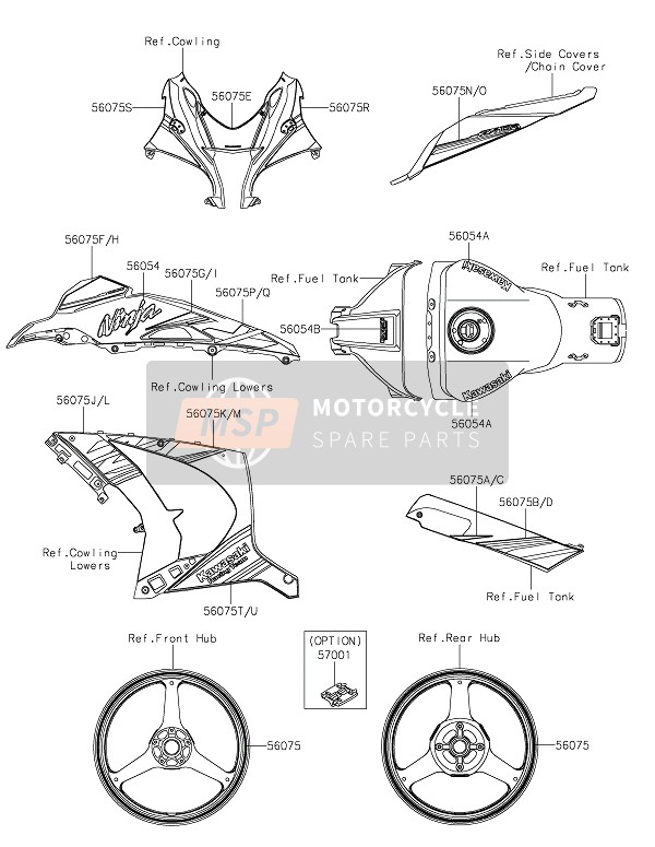 560757746, Pattern, Upp Cowl., Lh, Kawasaki, 0