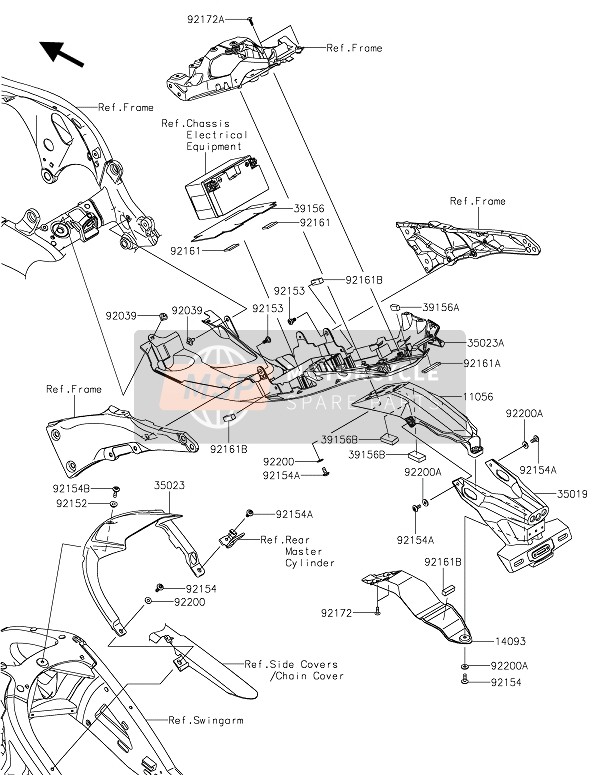 Kawasaki NINJA ZX-10RSE 2019 Parafango posteriore(S) per un 2019 Kawasaki NINJA ZX-10RSE