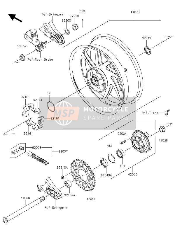 Kawasaki NINJA ZX-10RSE 2019 Buje trasero para un 2019 Kawasaki NINJA ZX-10RSE