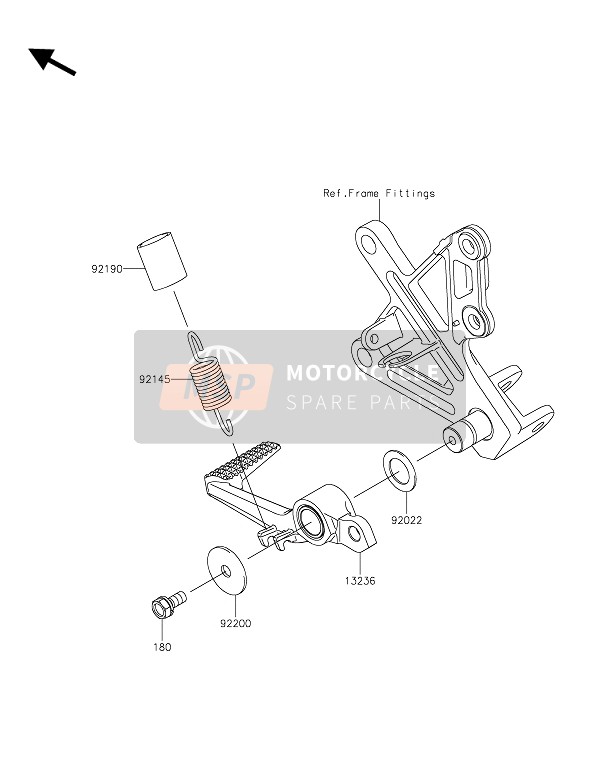 Kawasaki NINJA ZX-10RSE 2019 Rempedaal voor een 2019 Kawasaki NINJA ZX-10RSE