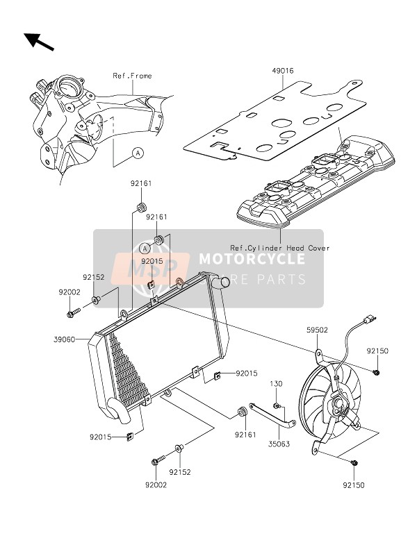 Kawasaki VERSYS 1000 2019 Radiator voor een 2019 Kawasaki VERSYS 1000