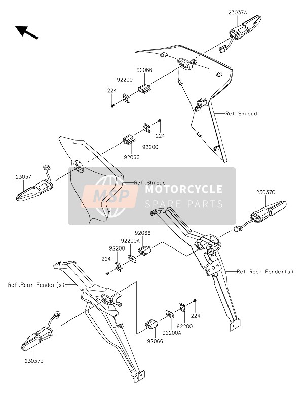 Kawasaki VERSYS 1000 SE 2019 Indicatori di direzione per un 2019 Kawasaki VERSYS 1000 SE