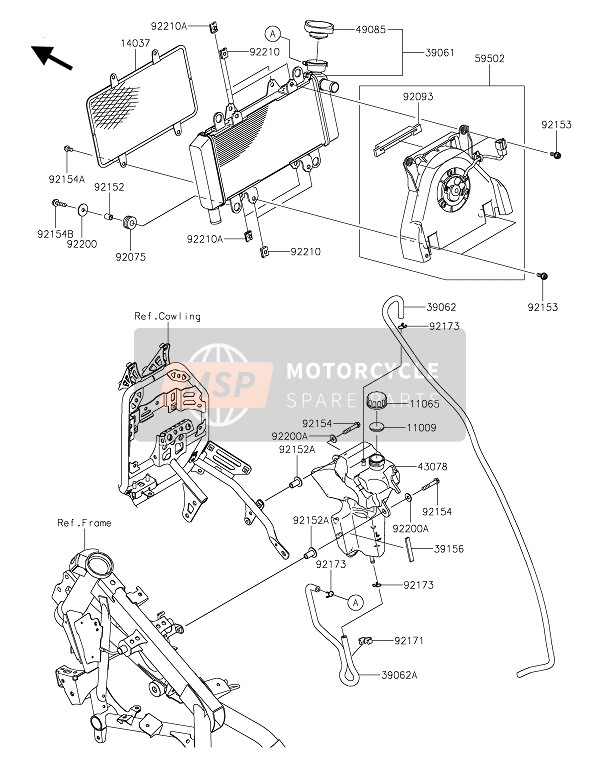 Kawasaki VERSYS-X 300 2019 Radiator voor een 2019 Kawasaki VERSYS-X 300