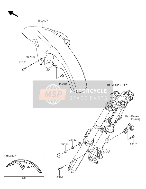 Kawasaki VERSYS-X 300 2019 Voorspatbord(S) voor een 2019 Kawasaki VERSYS-X 300