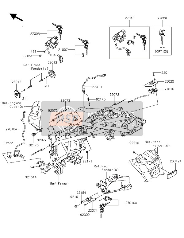 Kawasaki VERSYS-X 300 2019 Commutateur d'allumage pour un 2019 Kawasaki VERSYS-X 300